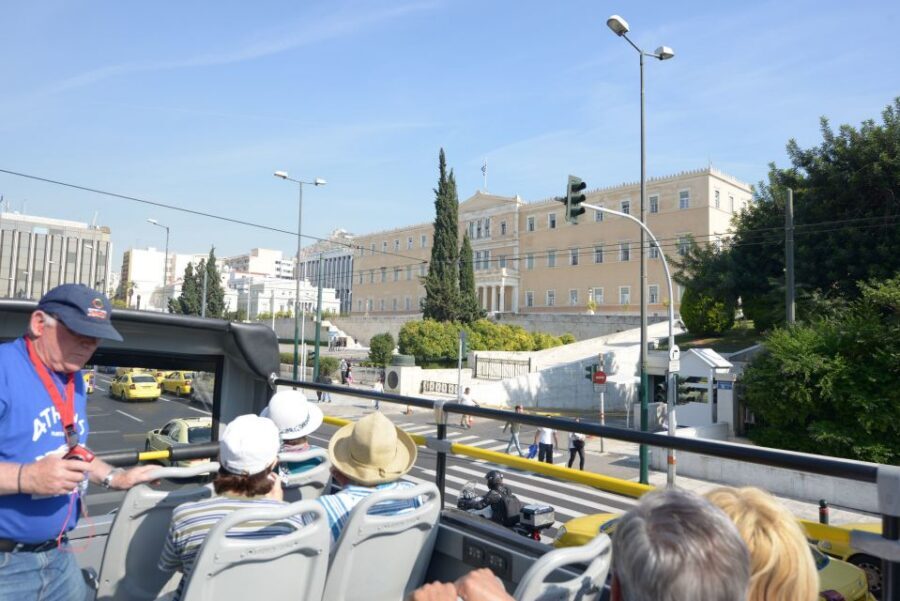 Athens, Piraeus, and Coastline: Blue Hop-On Hop-Off Bus - On-board audio, Wi‑Fi, and earphones: what you should expect