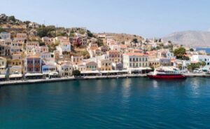 From Rhodes: Cruise to Symi Island and Saint George's Bay - Leaving Mandraki: the first scenic payoff