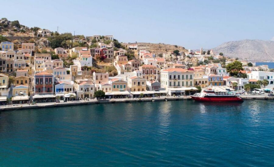 From Rhodes: Cruise to Symi Island and Saint George's Bay - Leaving Mandraki: the first scenic payoff