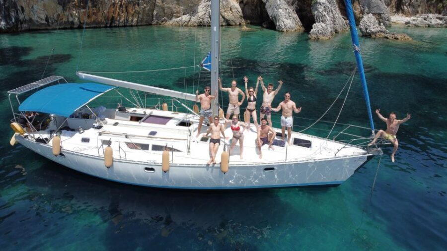 Gouvia: Corfu Island Sailing Trip with Snack and Soft Drinks - Snorkeling and cliff jumping: fun, but bring your own confidence