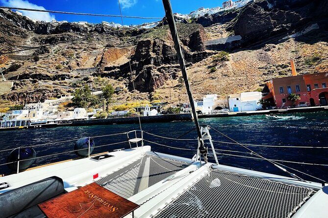 Half Day Premium Catamaran Cruise in Santorini including Oia - Thirassia and the BBQ dinner: where the cruise slows just enough