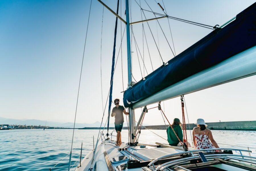 Heraklion: Sailboat Cruise to Dia Island with Drinks & Lunch - Onboard comforts that actually help: deck cushions, gear, and crew