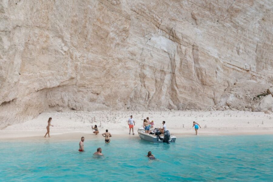 Porto Vromi: Shipwreck, Caves, & White Beach Swimming Cruise - Blue caves cruising: why the boat handling makes the day