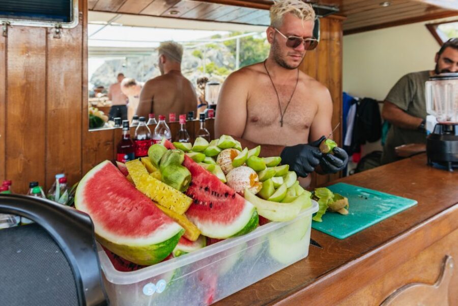 Rhodes: Anthony Quinn, Ladiko and Caves All-Inclusive Cruise - Unlimited drinks and Greek snacks that keep you comfortable between swims