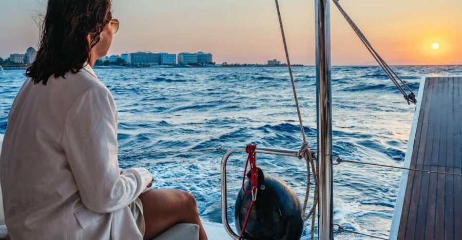 Rhodes: Sunset Catamaran Cruise with Dinner Buffet & Drinks - Comfort and Crew Service: Clean Catamaran, Handy Facilities, Real Attention