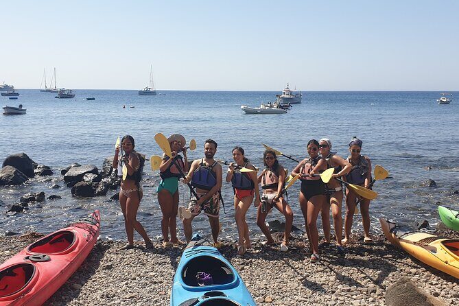 Santorini Sea Kayak - South Discovery, Small Group incl. Sea Caves and picnic - Paddle to Red Beach: volcanic color up close