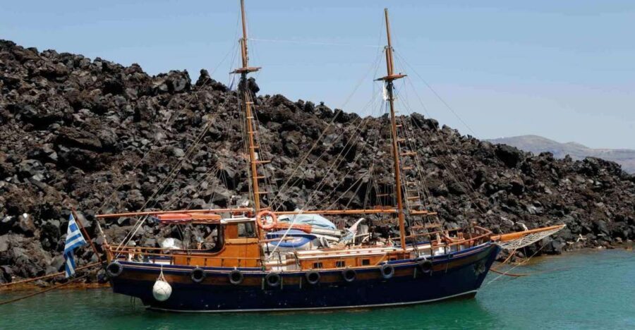 Santorini: Thirassia Islands and Volcano Guided Cruise - Palea Kameni hot springs: sulphur swim, short window, smart expectations