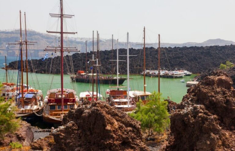 Santorini: Thirassia Islands and Volcano Guided Cruise - Thirassia Island and Manolas: calmer water, real village options